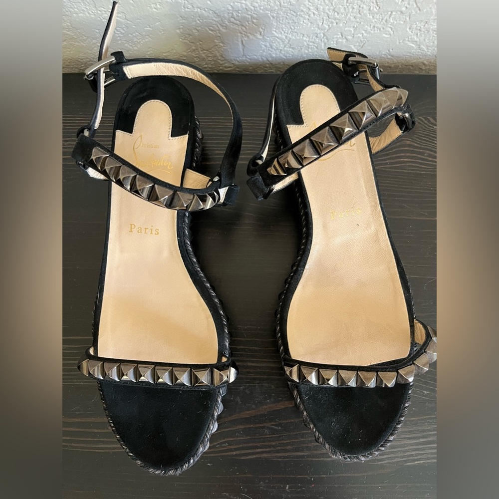 Black studded Christian Louboutin wedge